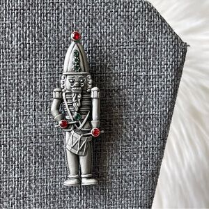 JJ JONETTE | Vintage | Pewter Silver Tone Nutcracker Soldier with a Drum
